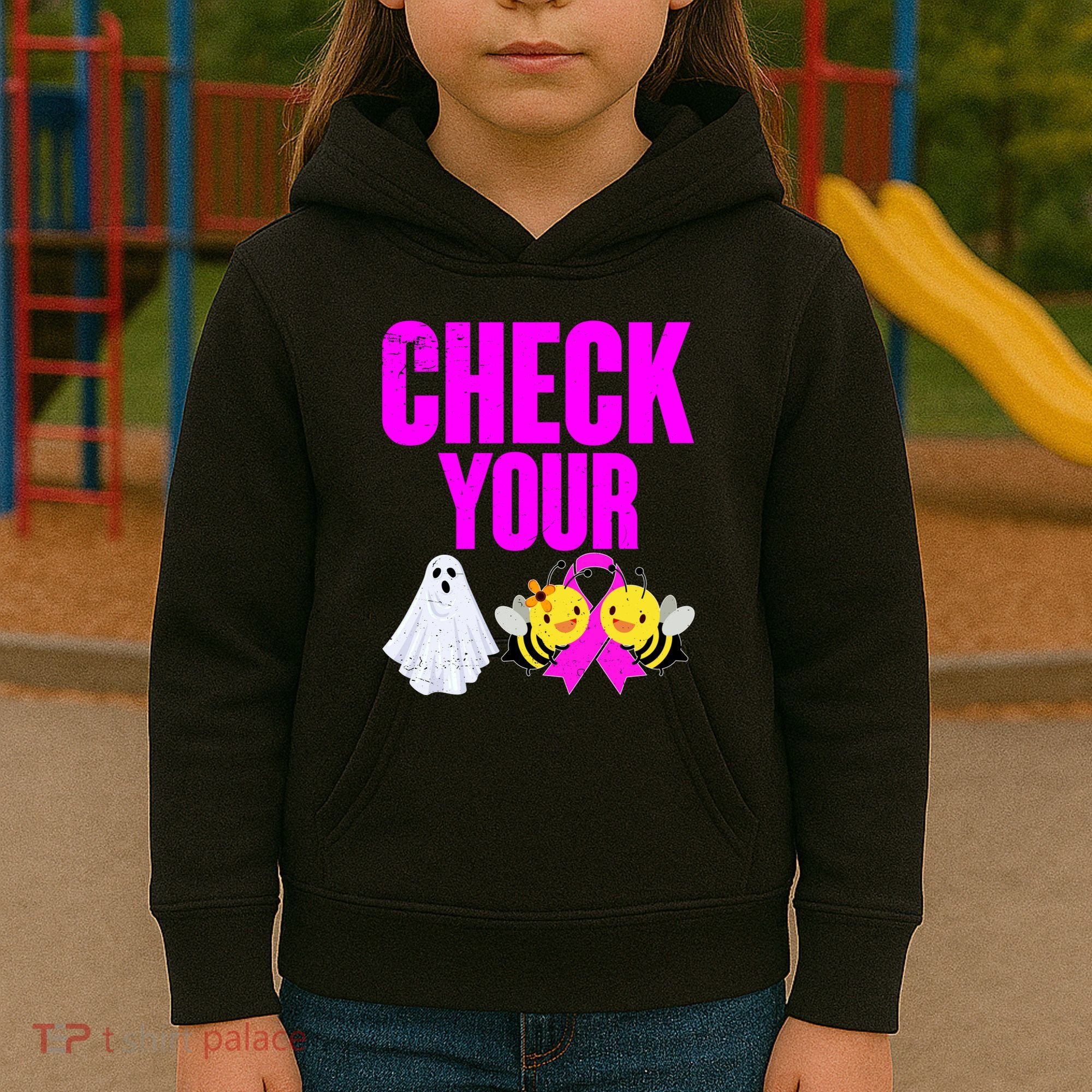 Check Your Boo Bees Breast Cancer Halloween Cute Kids Hoodie