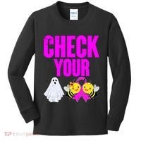 Check Your Boo Bees Breast Cancer Halloween Cute Kids Long Sleeve Shirt thumb 0