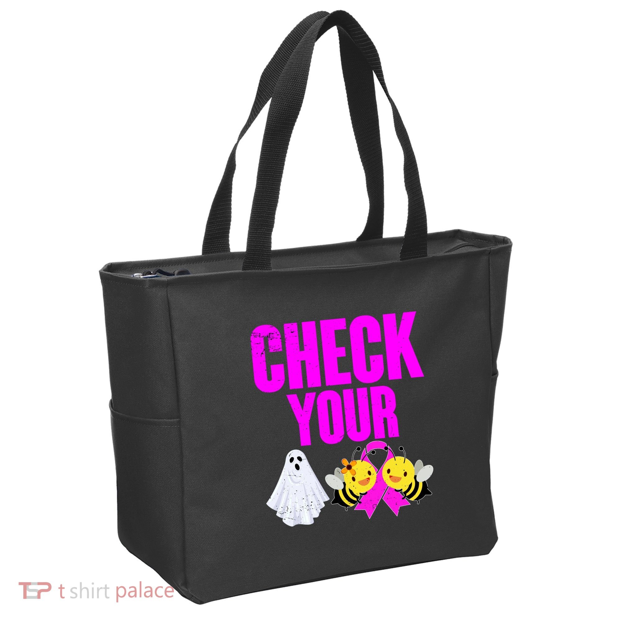 Check Your Boo Bees Breast Cancer Halloween Cute Tote Bag