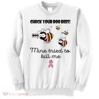 Check Your Boo Bees Mine Tried To Breast Cancer Awareness Sweatshirt thumb 0