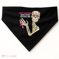Check Your Boobs Mine Tried To Kill Me Sugar Skull Skeleton USA-Made Doggie Bandana thumb 0
