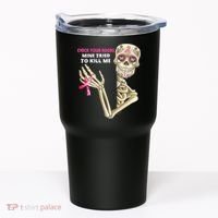 Check Your Boobs Mine Tried To Kill Me Sugar Skull Skeleton Tumbler thumb 0