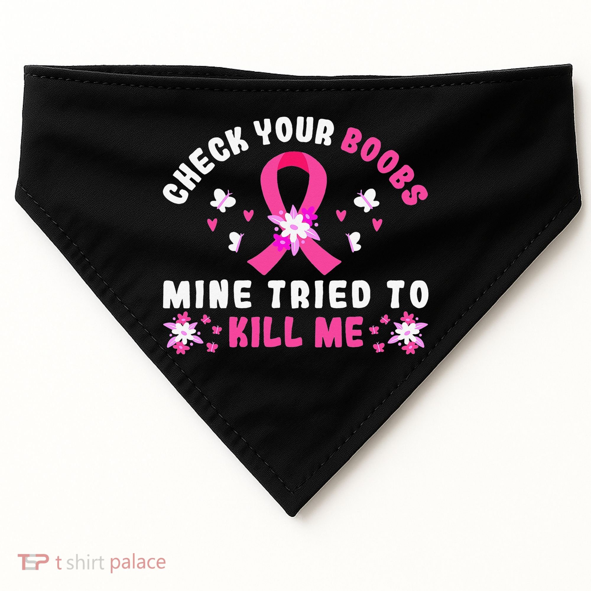 Check Your Boobs Mine Tried To Kill Me USA-Made Doggie Bandana