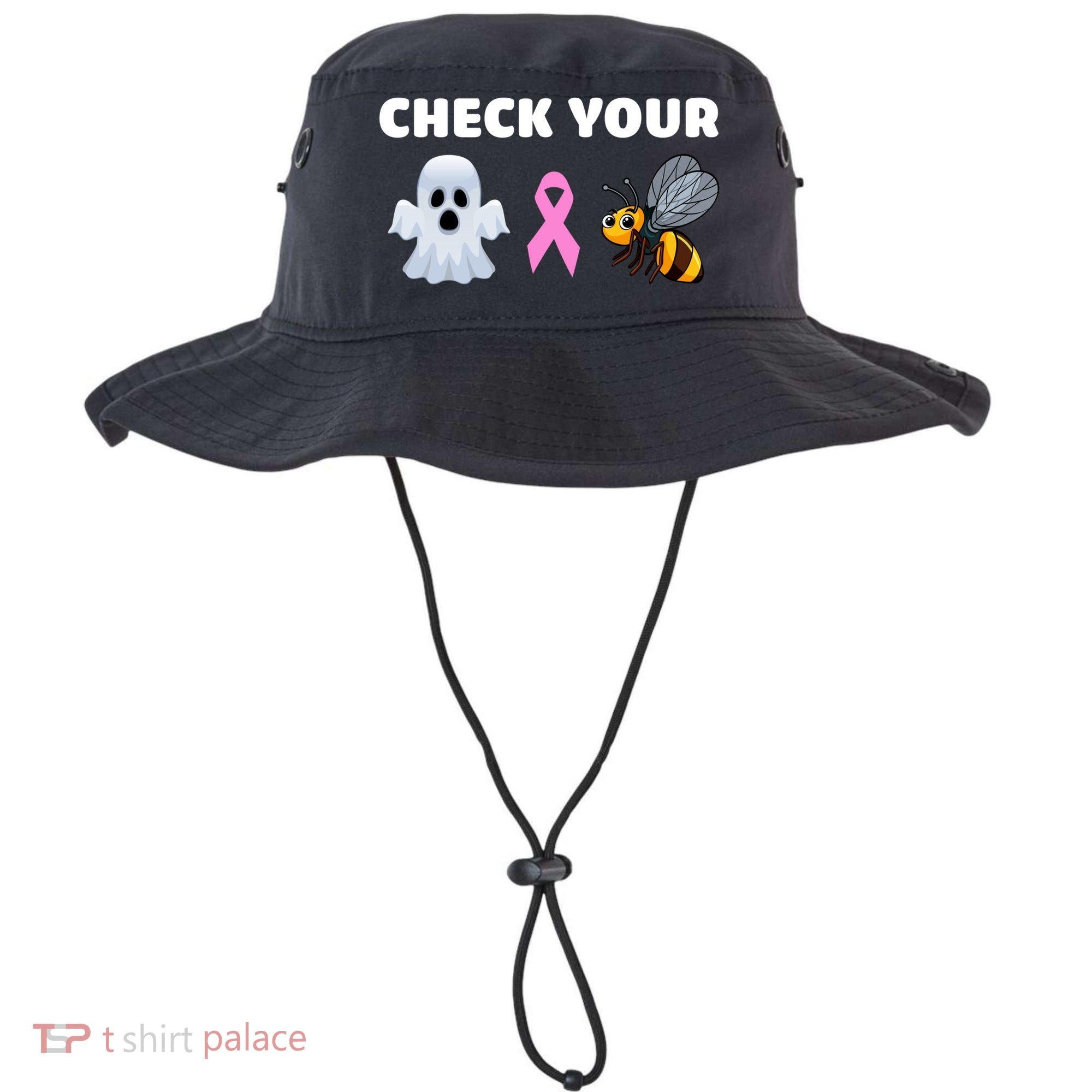 Check Your Boo Bees Funny Breast Cancer Awareness Halloween Gift Bucket Hat