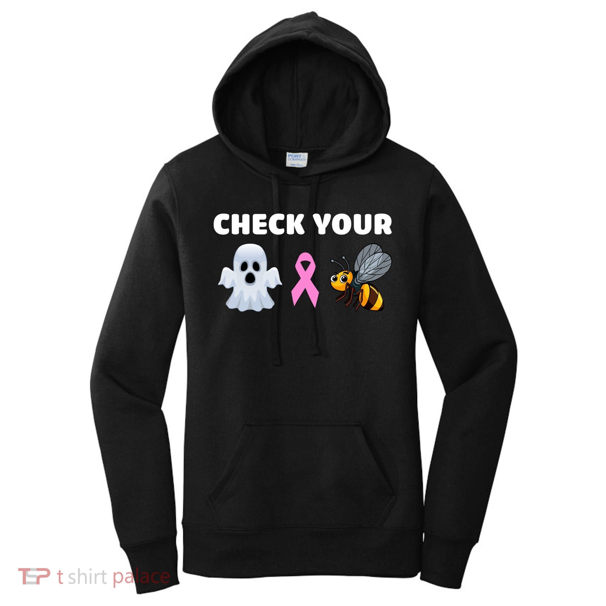 Check Your Boo Bees Funny Breast Cancer Awareness Halloween Gift Women's Hoodie