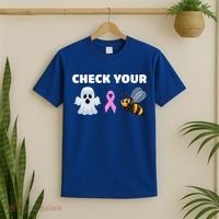 Check Your Boo Bees Funny Breast Cancer Awareness Halloween Gift T-Shirt thumb 2