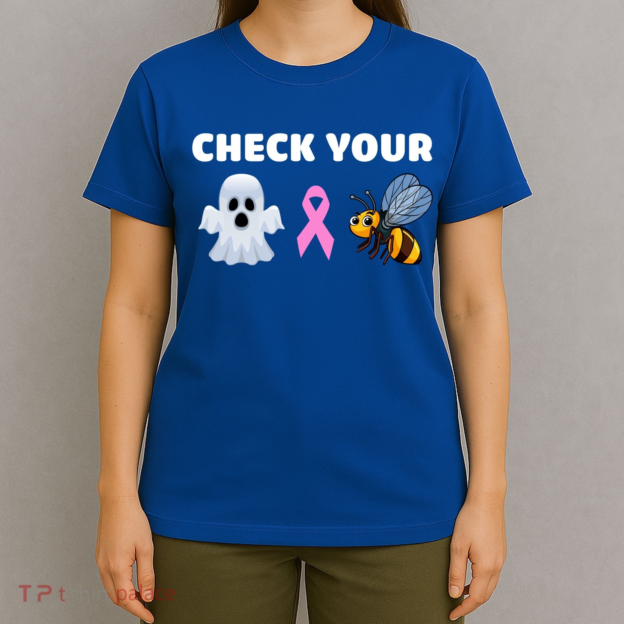 Check Your Boo Bees Funny Breast Cancer Awareness Halloween Gift T-Shirt