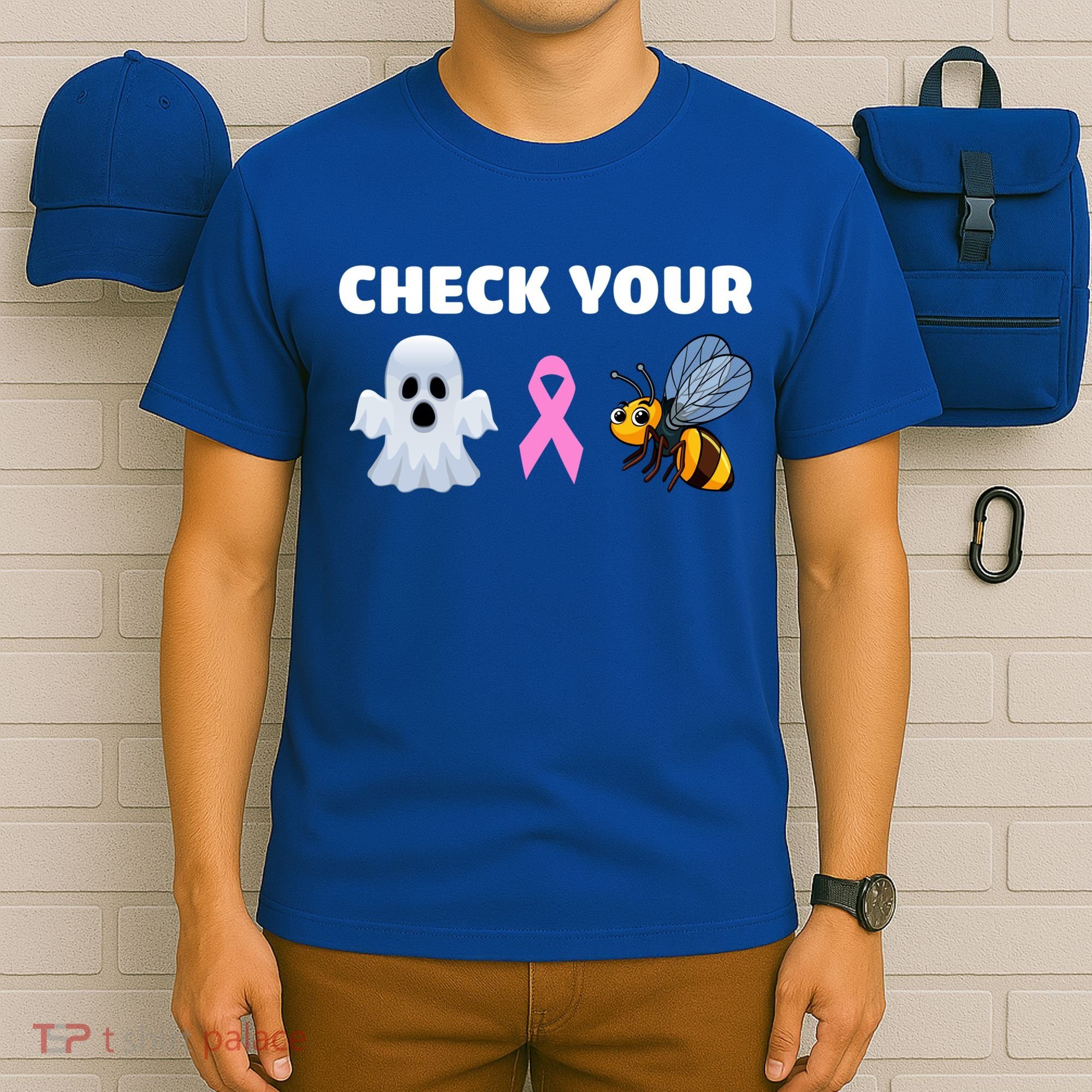 Check Your Boo Bees Funny Breast Cancer Awareness Halloween Gift T-Shirt
