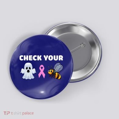 Check Your Boo Bees Funny Breast Cancer Awareness Halloween Gift Button