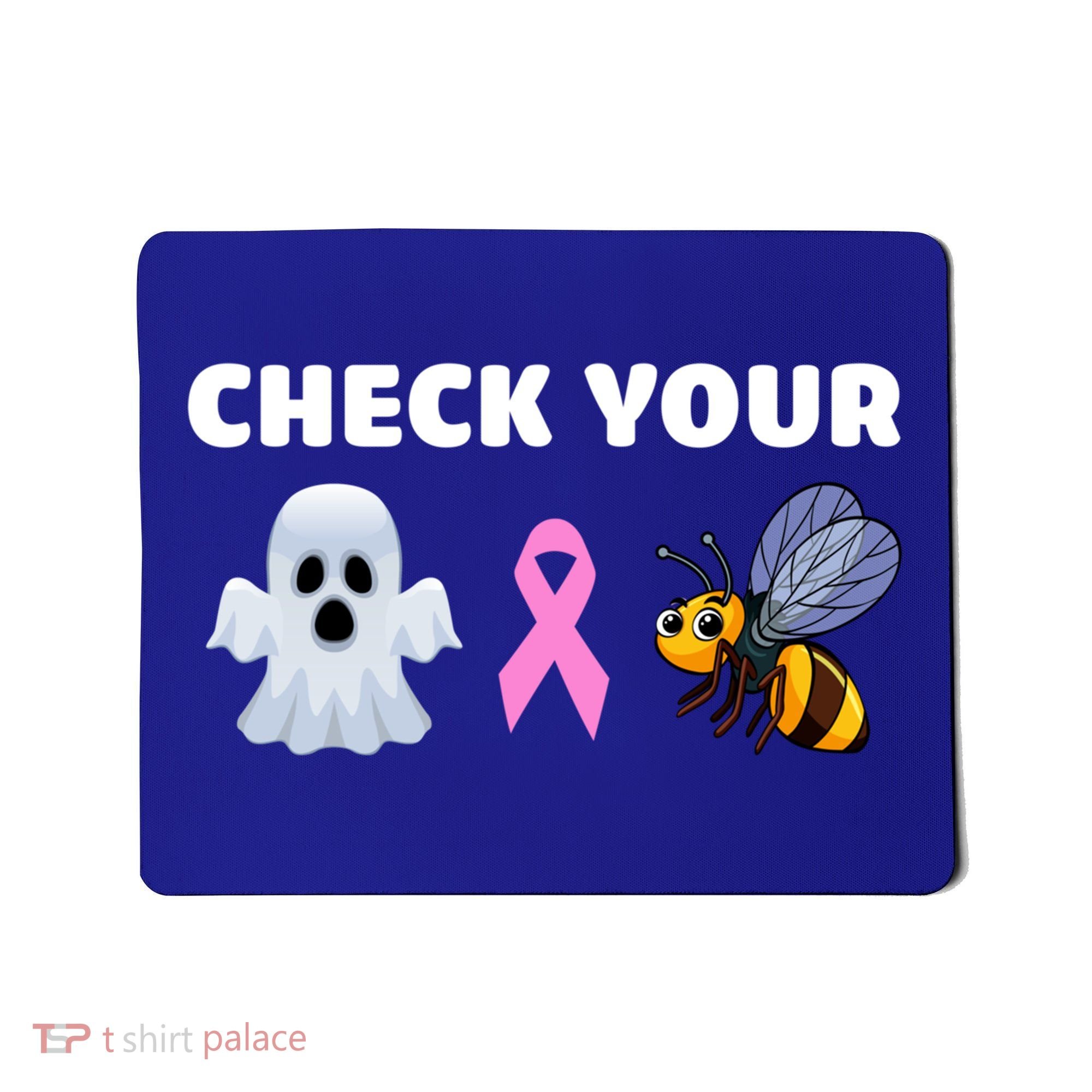 Check Your Boo Bees Funny Breast Cancer Awareness Halloween Gift Mousepad