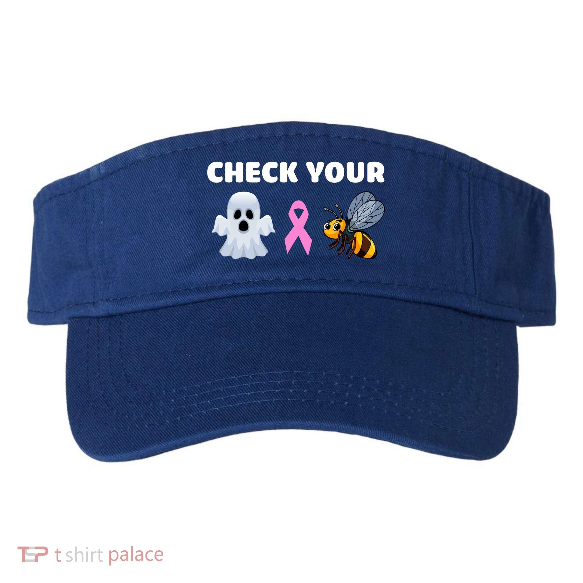 Check Your Boo Bees Funny Breast Cancer Awareness Halloween Gift Visor