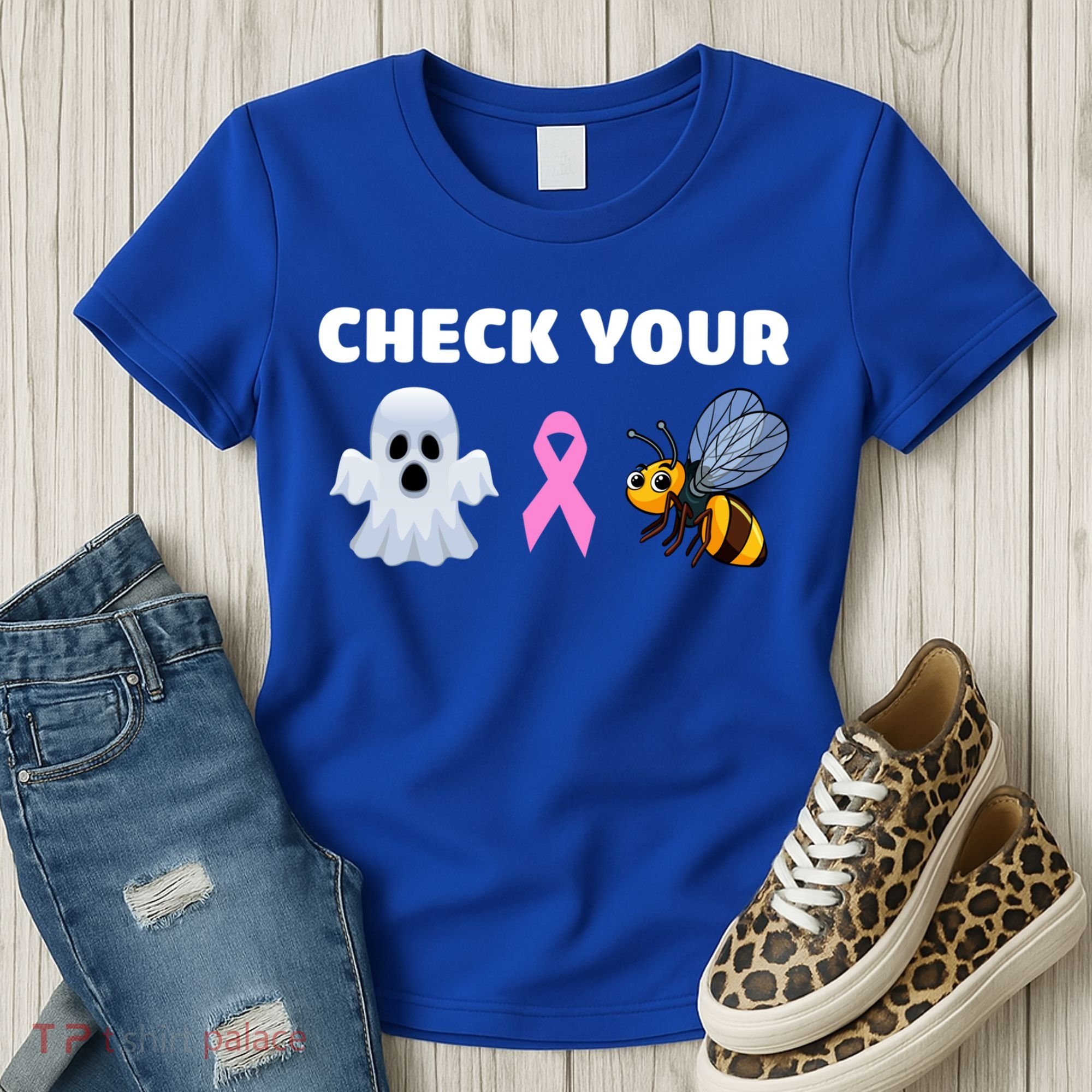 Check Your Boo Bees Funny Breast Cancer Awareness Halloween Gift Women's T-Shirt