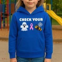 Check Your Boo Bees Funny Breast Cancer Awareness Halloween Gift Kids Hoodie thumb 3