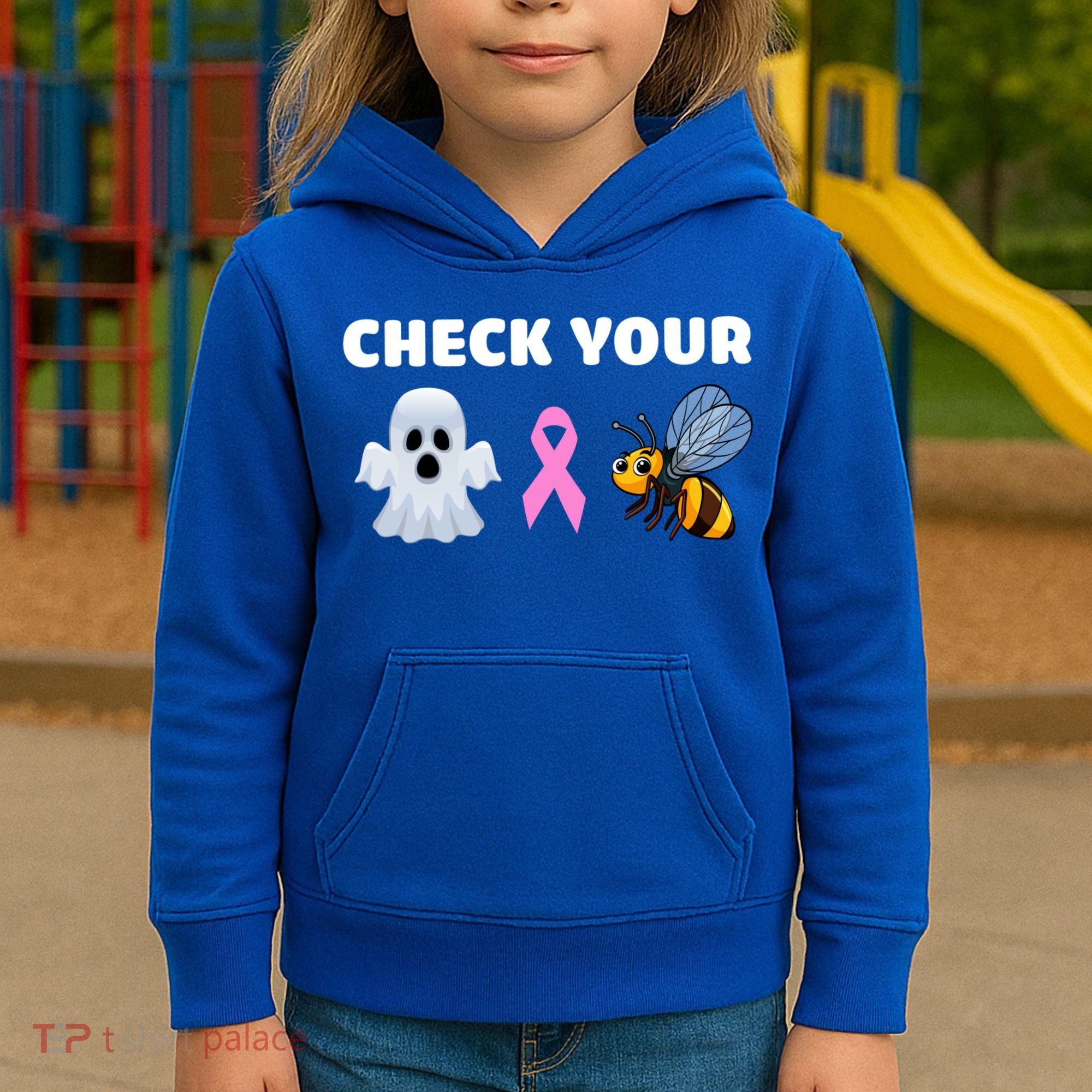 Check Your Boo Bees Funny Breast Cancer Awareness Halloween Gift Kids Hoodie
