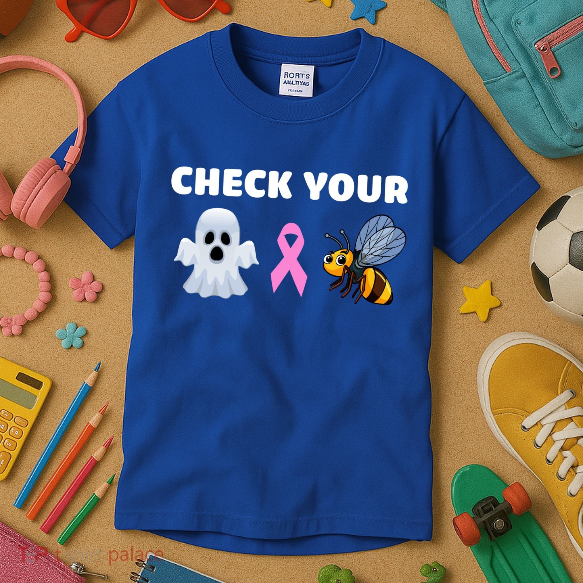 Check Your Boo Bees Funny Breast Cancer Awareness Halloween Gift Kids T-Shirt