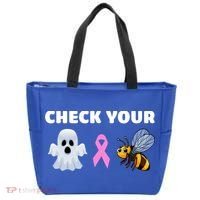 Check Your Boo Bees Funny Breast Cancer Awareness Halloween Gift Tote Bag thumb 0