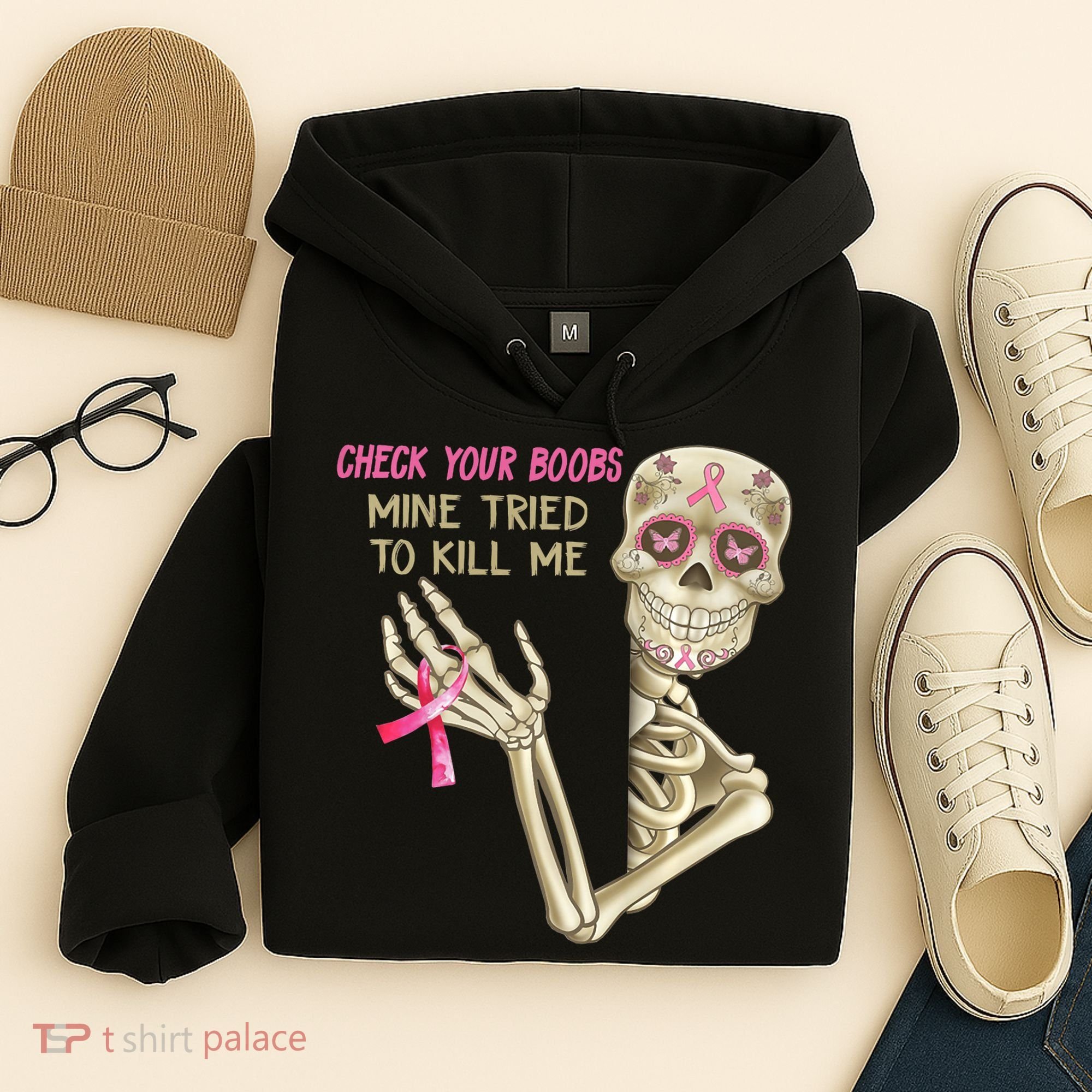 Check Your Boobs Mine Tried To Kill Me Skeleton Hoodie