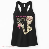 Check Your Boobs Mine Tried To Kill Me Skeleton Women's Tank Top thumb 0
