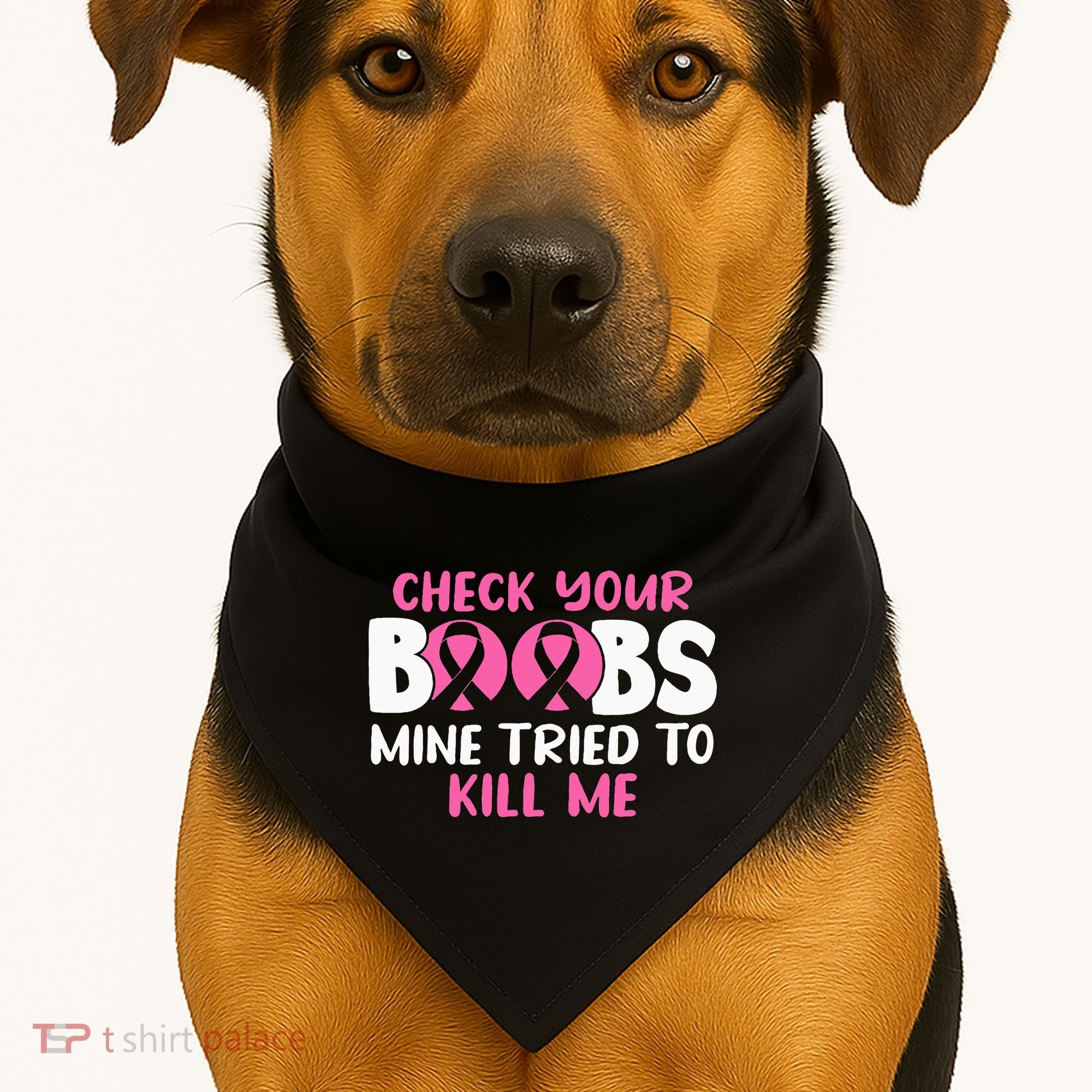Check Your Boobs Mine Tried To Kill Me USA-Made Doggie Bandana