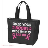 Check Your Boobs Mine Tried To Kill Me Ribbon Tote Bag thumb 3