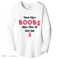 Check Your Boobs Mine Tried To Kill Me Breast Cancer Women's Perfect Tri Tunic Long Sleeve Shirt thumb 0