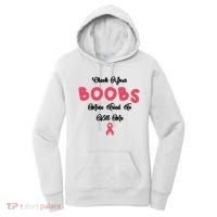 Check Your Boobs Mine Tried To Kill Me Breast Cancer Women's Hoodie thumb 0