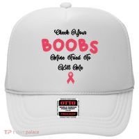 Check Your Boobs Mine Tried To Kill Me Breast Cancer Hat thumb 0