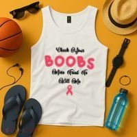 Check Your Boobs Mine Tried To Kill Me Breast Cancer Tank Top thumb 4