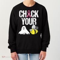 Check Your Boo Bees Funny Breast Cancer Halloween Gift Women's Sweatshirt thumb 0