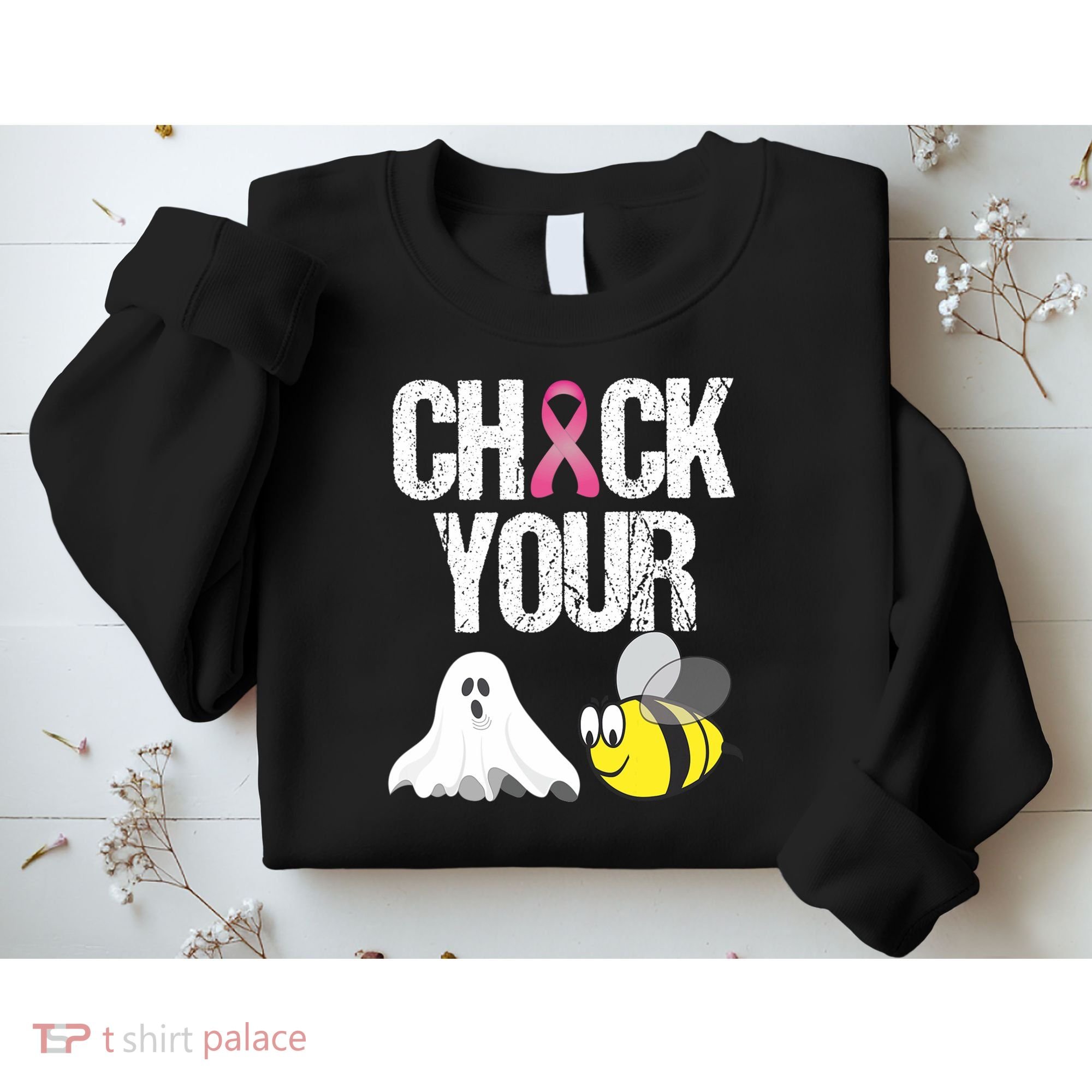 Check Your Boo Bees Funny Breast Cancer Halloween Gift Sweatshirt
