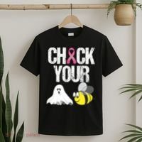 Check Your Boo Bees Funny Breast Cancer Halloween Gift T-Shirt thumb 2