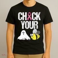 Check Your Boo Bees Funny Breast Cancer Halloween Gift T-Shirt thumb 3