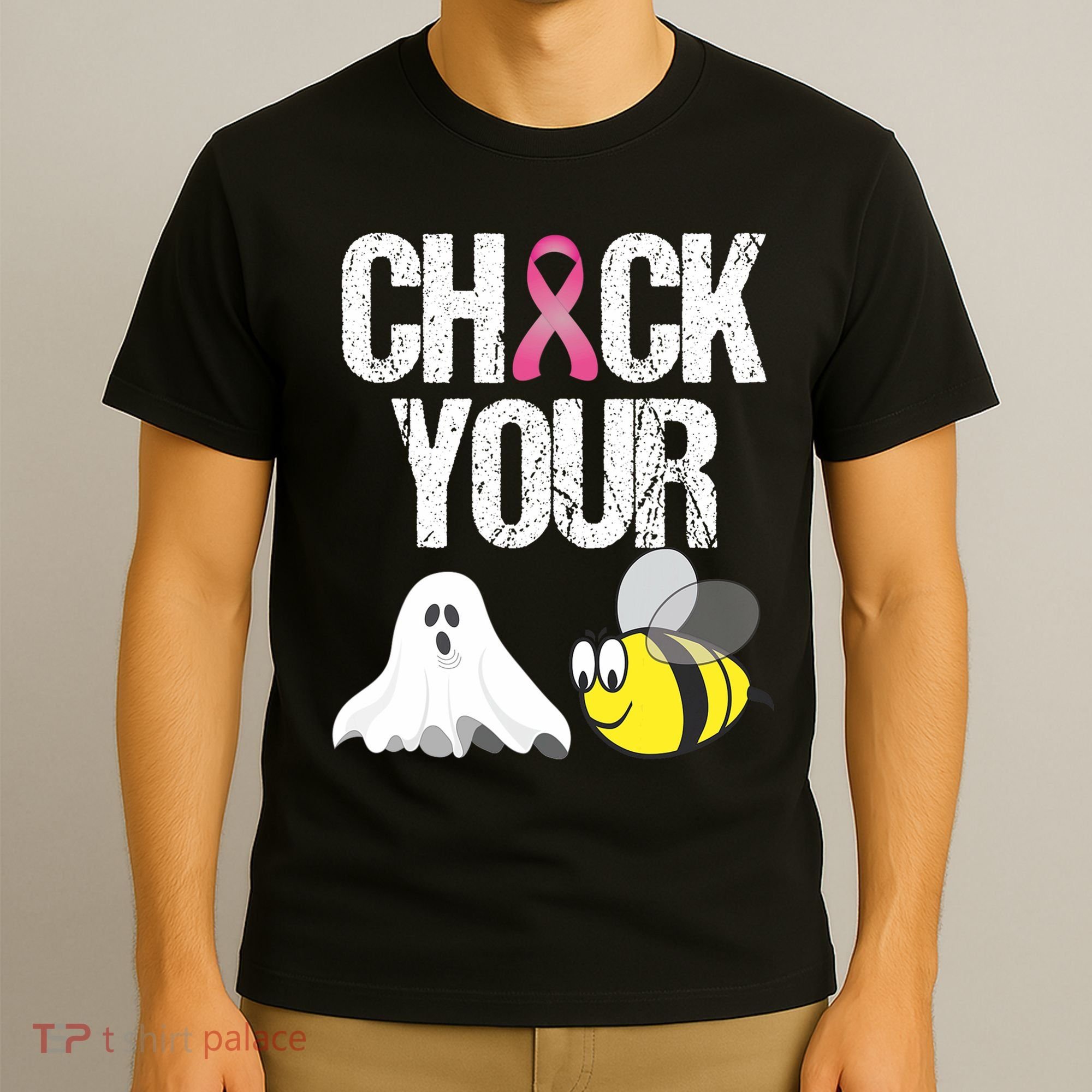 Check Your Boo Bees Funny Breast Cancer Halloween Gift T-Shirt