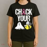 Check Your Boo Bees Funny Breast Cancer Halloween Gift T-Shirt thumb 4