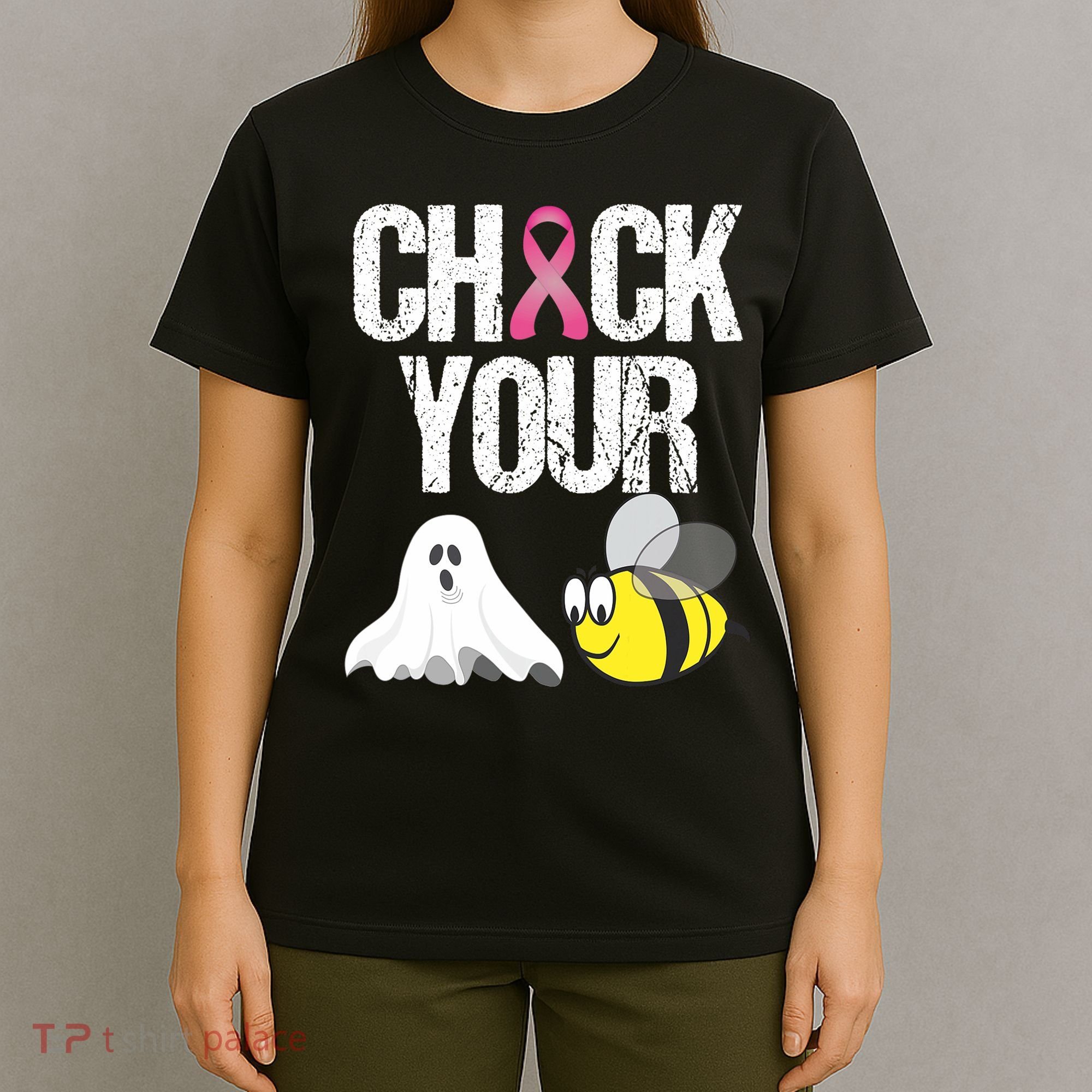 Check Your Boo Bees Funny Breast Cancer Halloween Gift T-Shirt