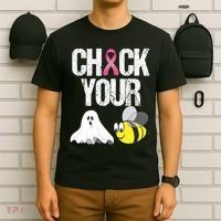 Check Your Boo Bees Funny Breast Cancer Halloween Gift T-Shirt thumb 6