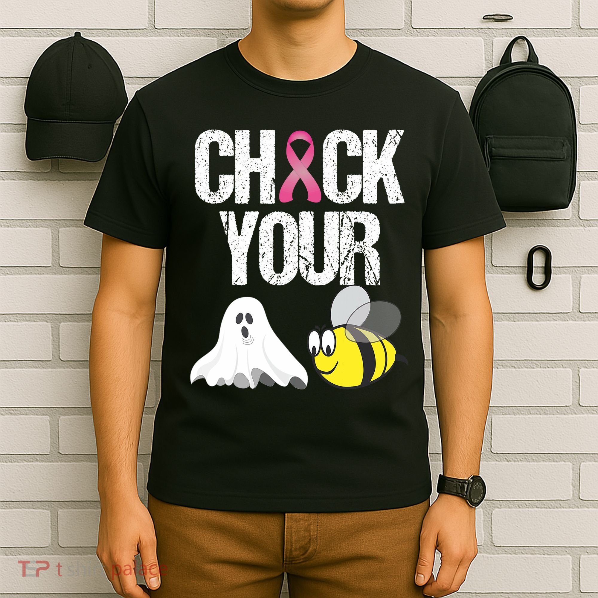 Check Your Boo Bees Funny Breast Cancer Halloween Gift T-Shirt
