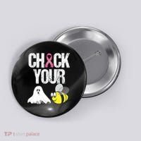 Check Your Boo Bees Funny Breast Cancer Halloween Gift Button thumb 0