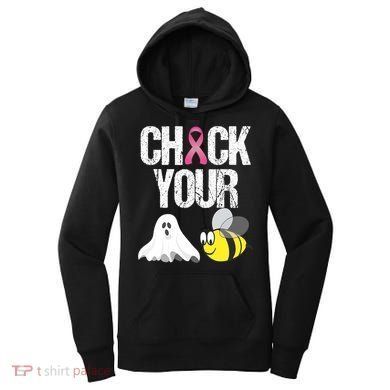 Check Your Boo Bees Funny Breast Cancer Halloween Gift Women's Hoodie
