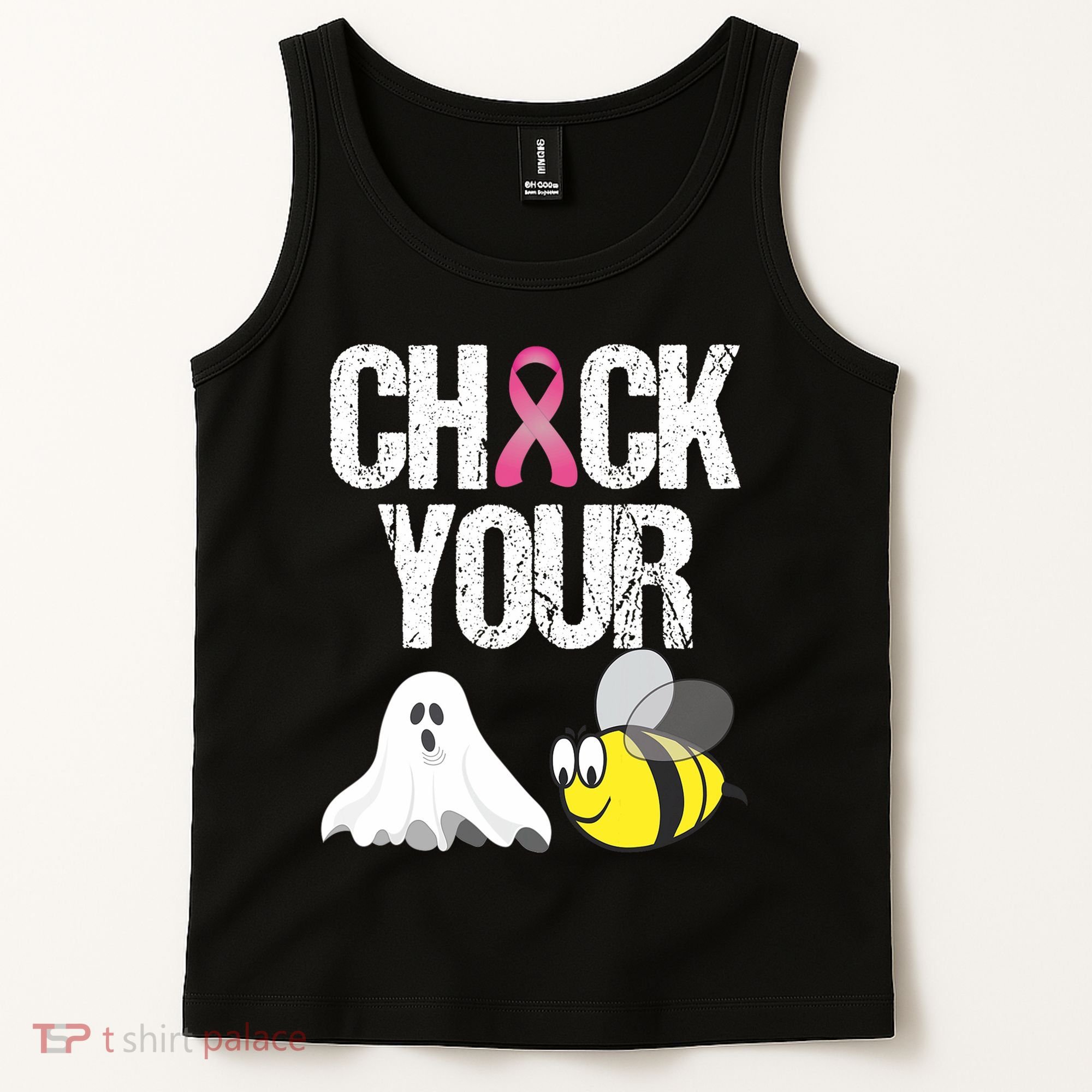Check Your Boo Bees Funny Breast Cancer Halloween Gift Tank Top