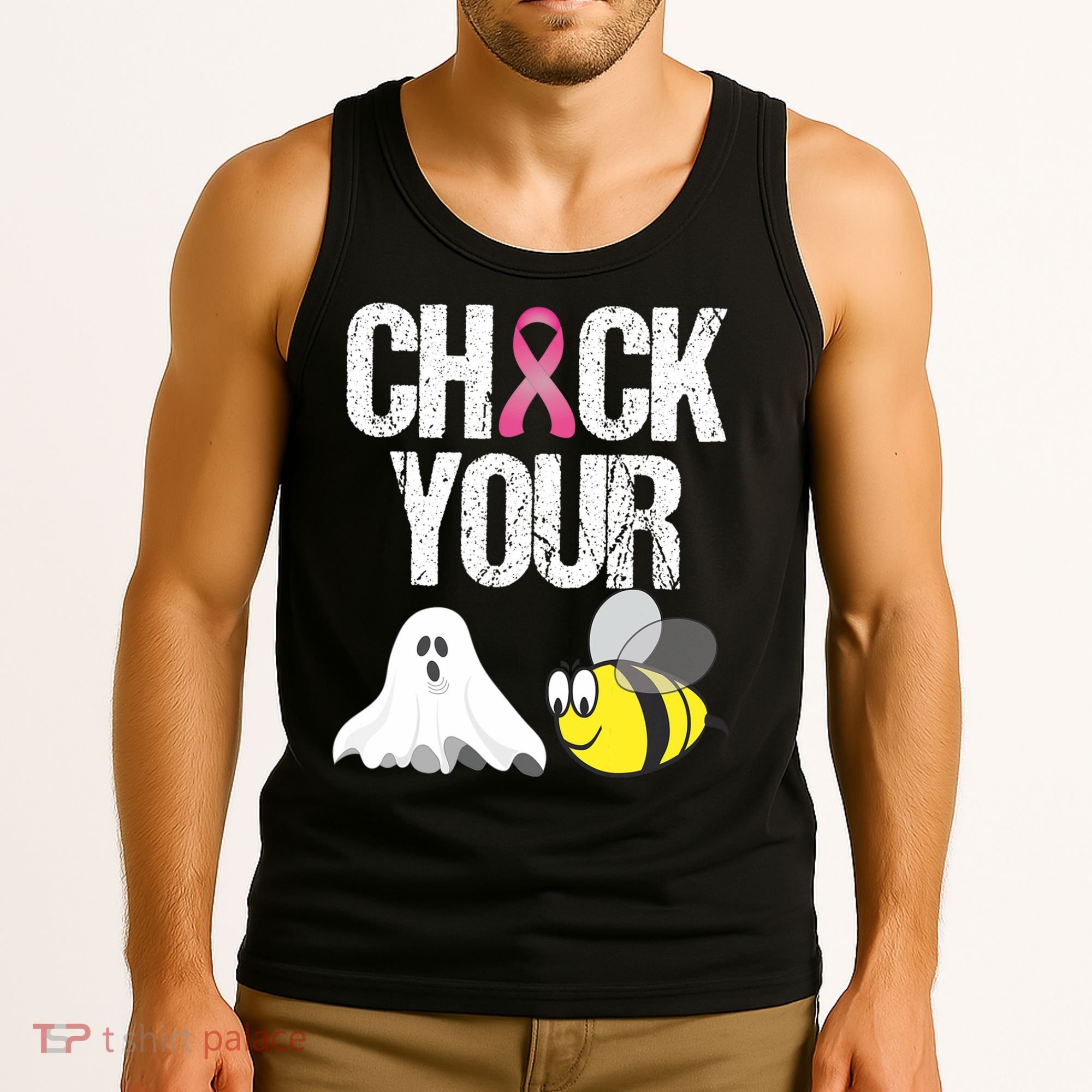 Check Your Boo Bees Funny Breast Cancer Halloween Gift Tank Top