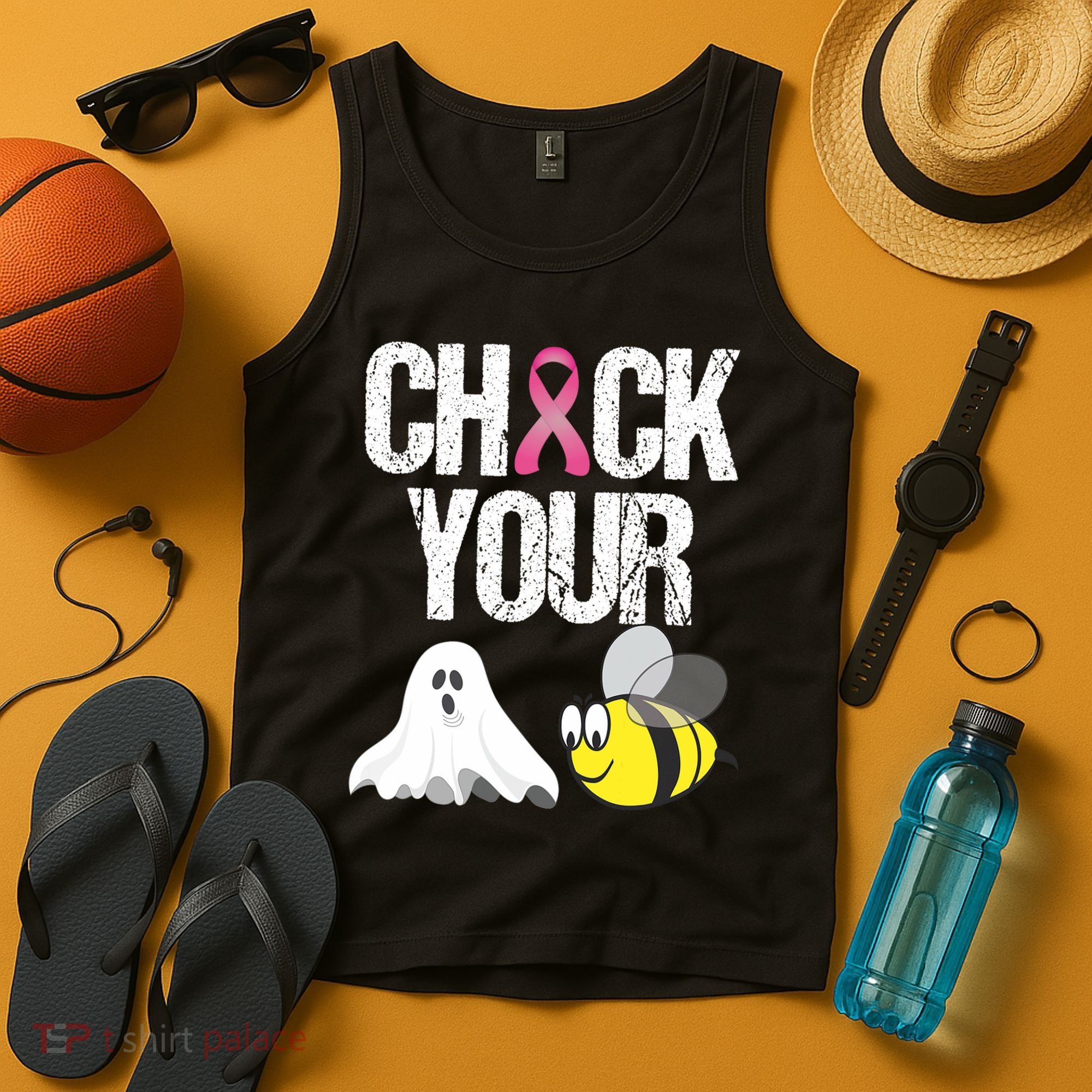 Check Your Boo Bees Funny Breast Cancer Halloween Gift Tank Top