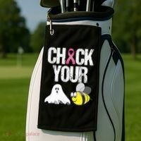Check Your Boo Bees Funny Breast Cancer Halloween Gift Golf Towel thumb 2