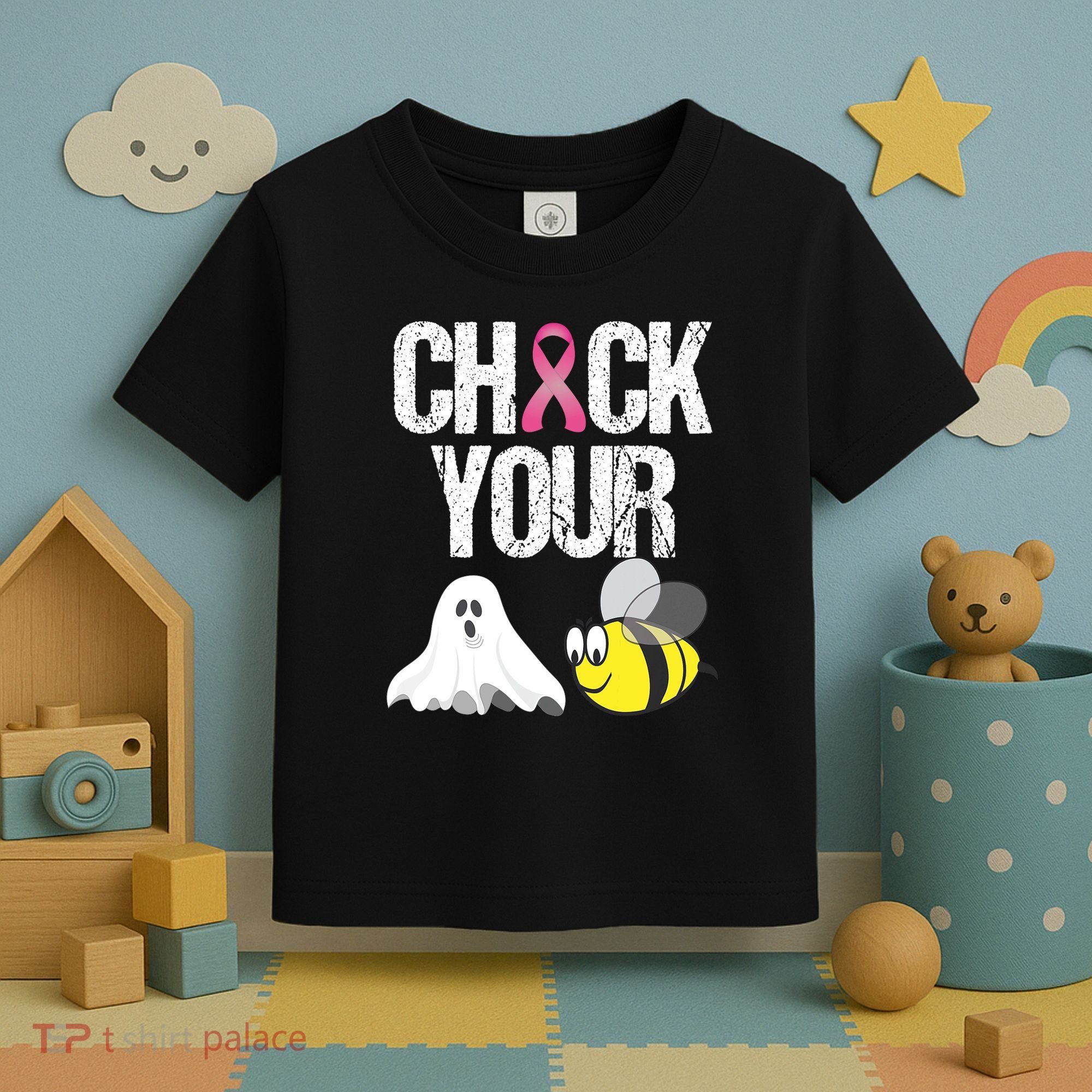 Check Your Boo Bees Funny Breast Cancer Halloween Gift Toddler T-Shirt