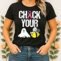 Check Your Boo Bees Funny Breast Cancer Halloween Gift Women's T-Shirt thumb 2