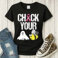 Check Your Boo Bees Funny Breast Cancer Halloween Gift Women's T-Shirt thumb 3