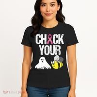 Check Your Boo Bees Funny Breast Cancer Halloween Gift Women's T-Shirt thumb 4