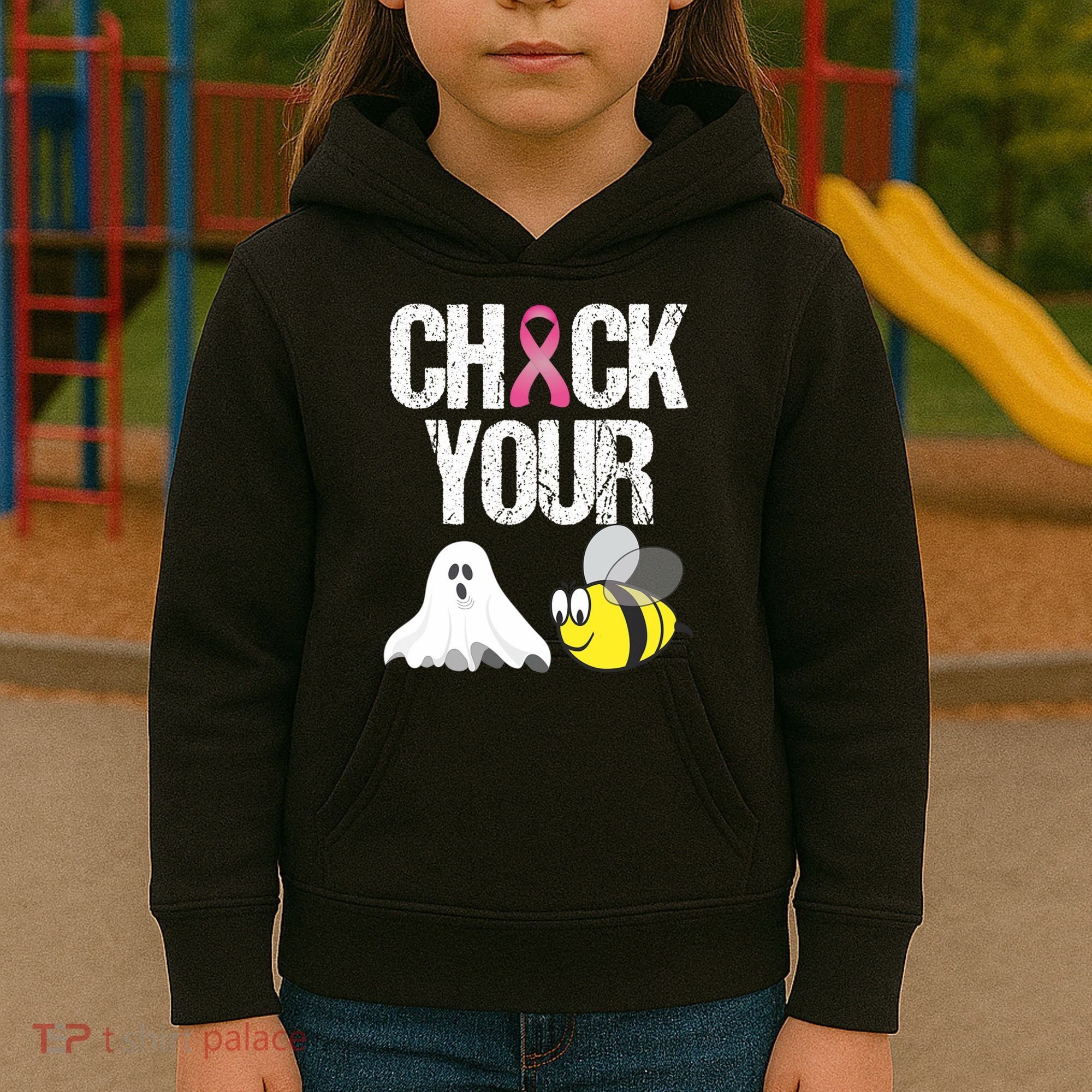 Check Your Boo Bees Funny Breast Cancer Halloween Gift Kids Hoodie