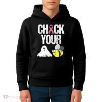 Check Your Boo Bees Funny Breast Cancer Halloween Gift Kids Hoodie thumb 4