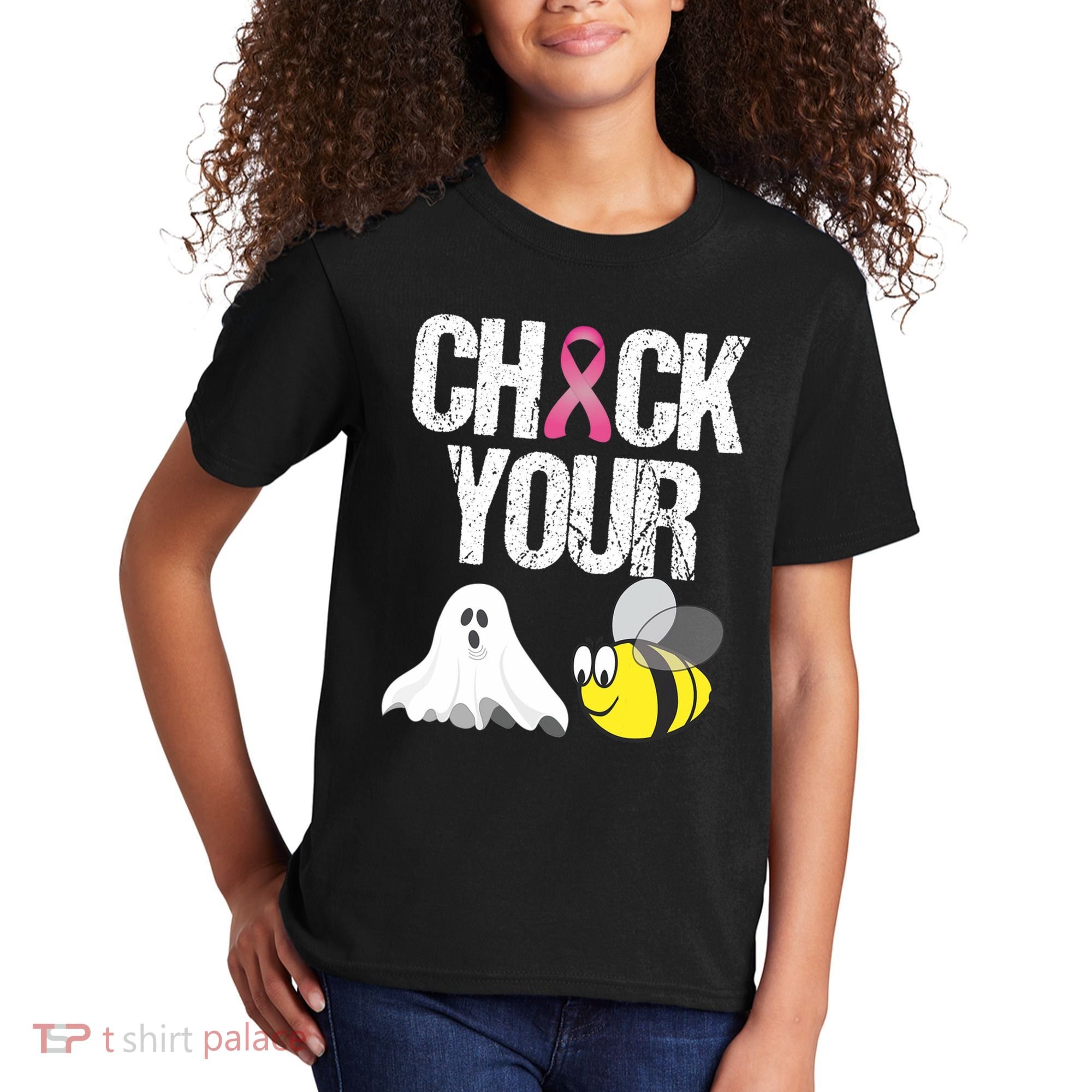 Check Your Boo Bees Funny Breast Cancer Halloween Gift Kids T-Shirt